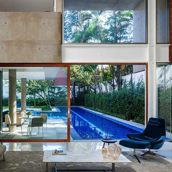 modern living room with large windows
