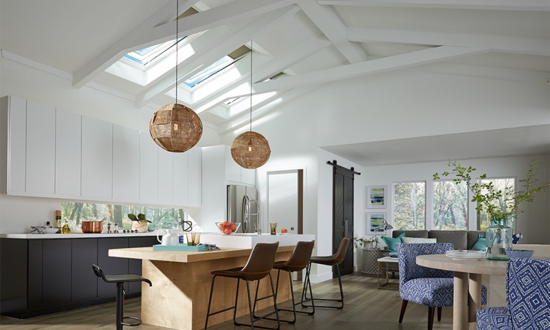 Pellco Windows & Doors installed skylight windows to brighten a kitchen in Southern California
