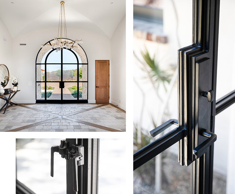 Arched steel doors and hardware details
